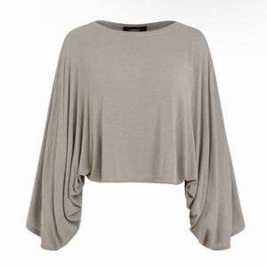 Draped Dolman Sleeve Crop Top - Taupe